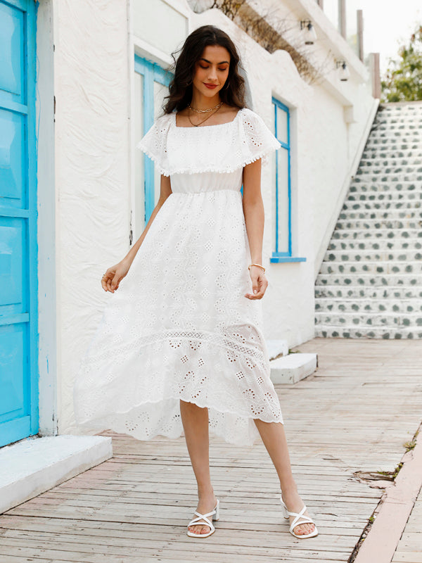 Blue Zone Planet | Women's Solid Color Lace Off Shoulder Long Dress kakaclo