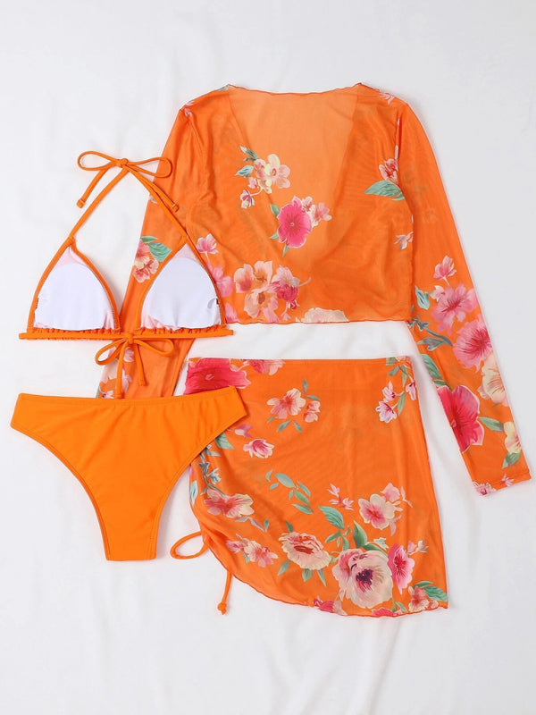 Piper's Drawstring Long-Sleeve Bikini Set Blue Zone Planet