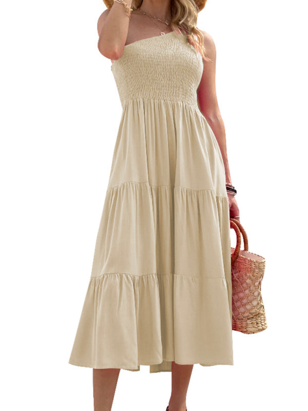 Blue Zone Planet | Woven One Shoulder Elegant Dress BLUE ZONE PLANET