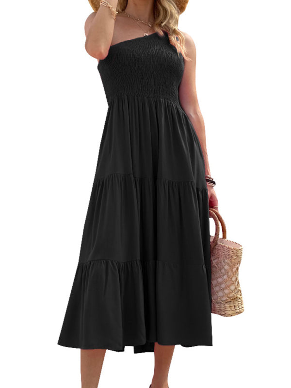 Blue Zone Planet | Woven One Shoulder Elegant Dress BLUE ZONE PLANET