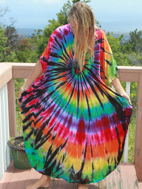 Blue Zone Planet | Cotton printed beach blouse gown holiday sun protection shirt bikini blouse holiday dress kakaclo