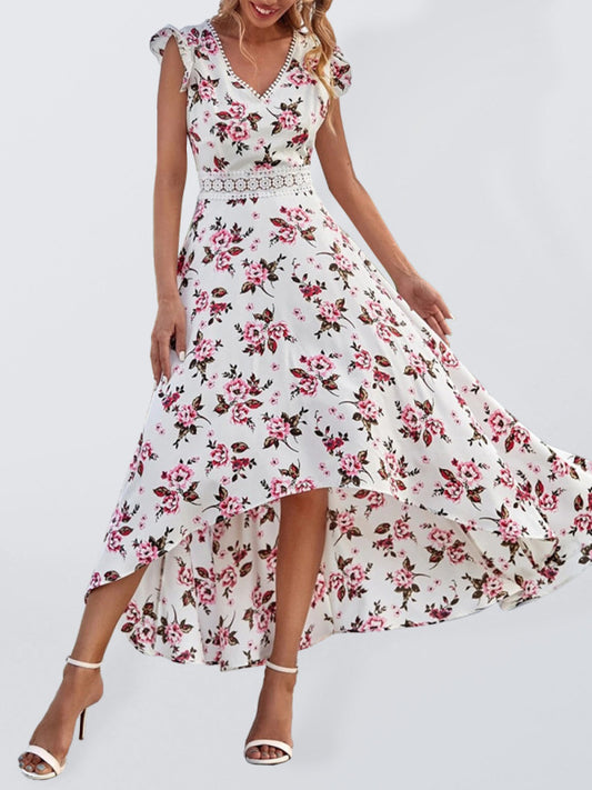 Blue Zone Planet |  Women's Printed Sleeveless Swing Skirt Lace Waist Dress kakaclo