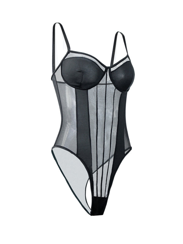 Blue Zone Planet |  see-through backless lace mesh stitching jumpsuit BLUE ZONE PLANET