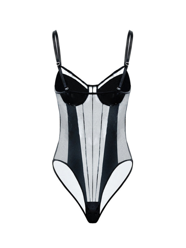 Blue Zone Planet |  see-through backless lace mesh stitching jumpsuit BLUE ZONE PLANET