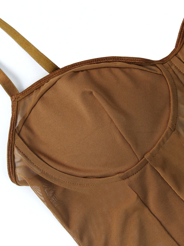 Blue Zone Planet |  see-through backless lace mesh stitching jumpsuit BLUE ZONE PLANET