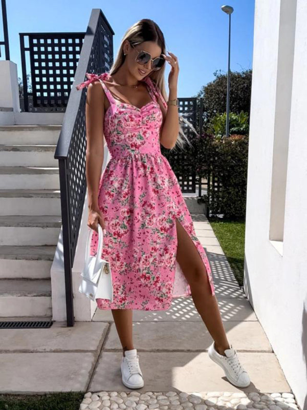 Holiday Print Wrapped Chest Dress kakaclo