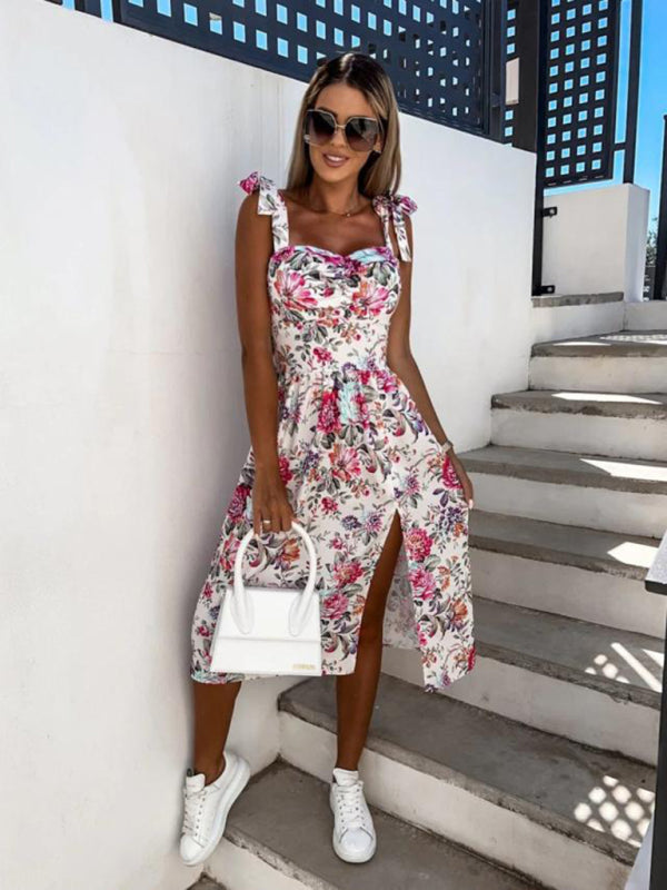 Holiday Print Wrapped Chest Dress kakaclo