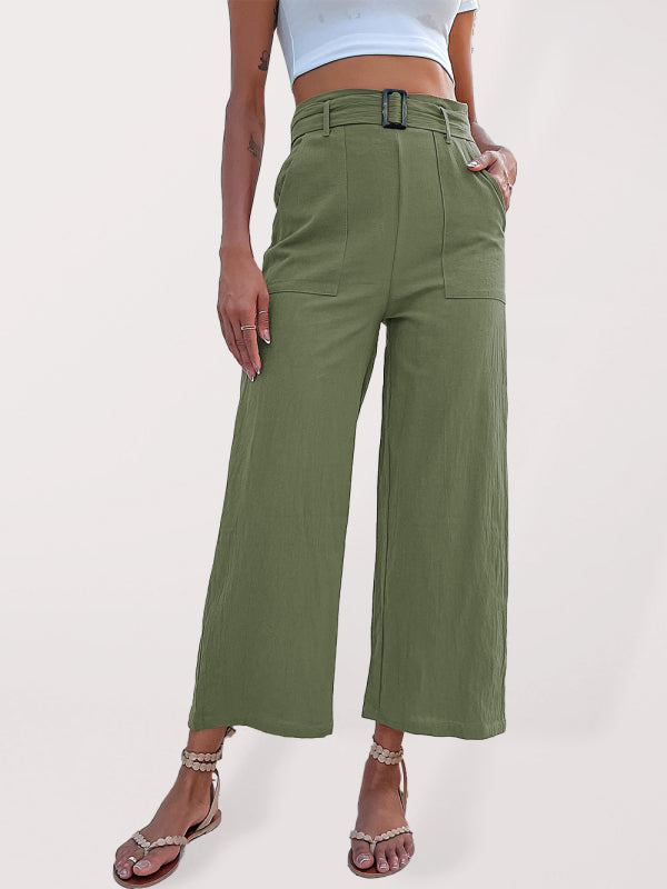 woven cotton cropped wide-leg pants kakaclo