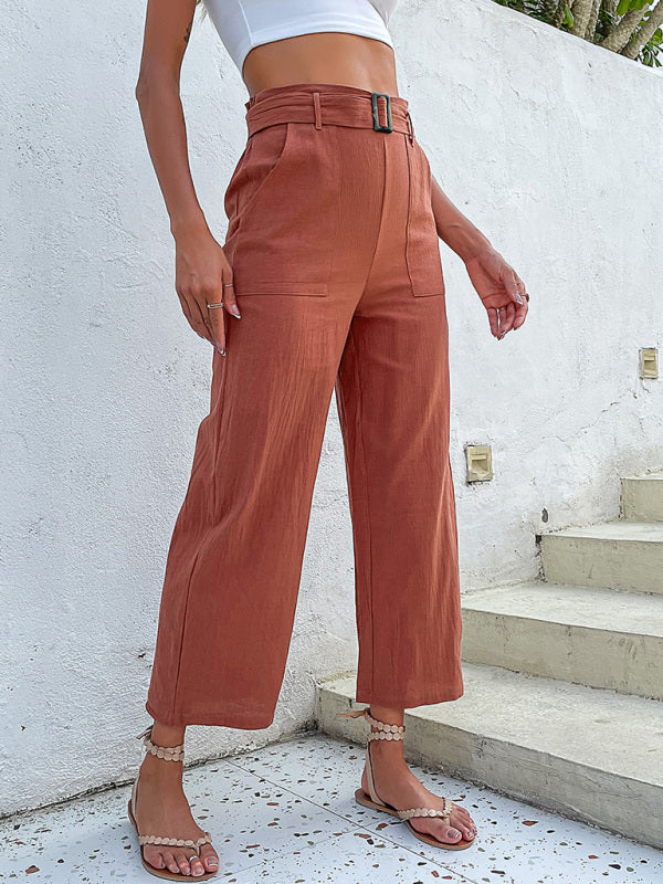 woven cotton cropped wide-leg pants kakaclo