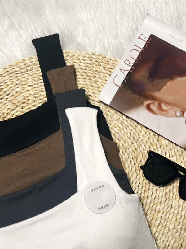 Solid color inner and outer wear slim-fit irregular beautiful back tank top kakaclo