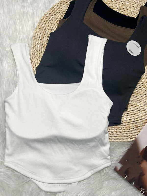 Solid color inner and outer wear slim-fit irregular beautiful back tank top kakaclo