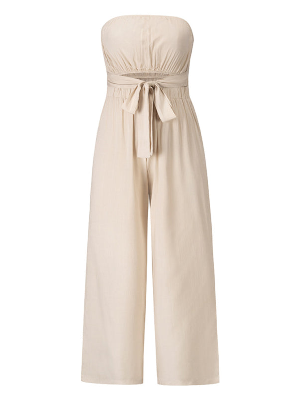 Blue Zone Planet | Elena's Bohemian backless slim jumpsuit straight trouser suit BLUE ZONE PLANET