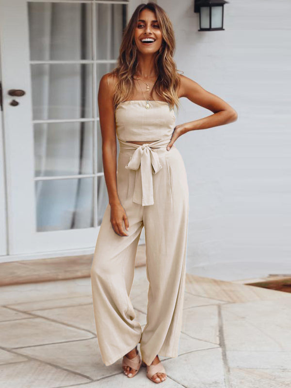 Blue Zone Planet | Elena's Bohemian backless slim jumpsuit straight trouser suit BLUE ZONE PLANET