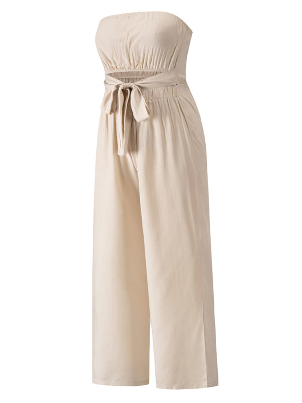 Blue Zone Planet | Elena's Bohemian backless slim jumpsuit straight trouser suit BLUE ZONE PLANET