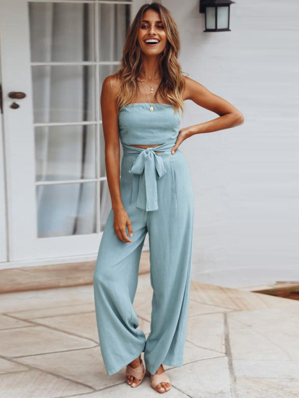 Blue Zone Planet | Elena's Bohemian backless slim jumpsuit straight trouser suit BLUE ZONE PLANET