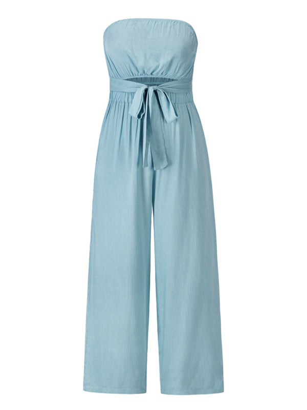 Blue Zone Planet | Elena's Bohemian backless slim jumpsuit straight trouser suit BLUE ZONE PLANET