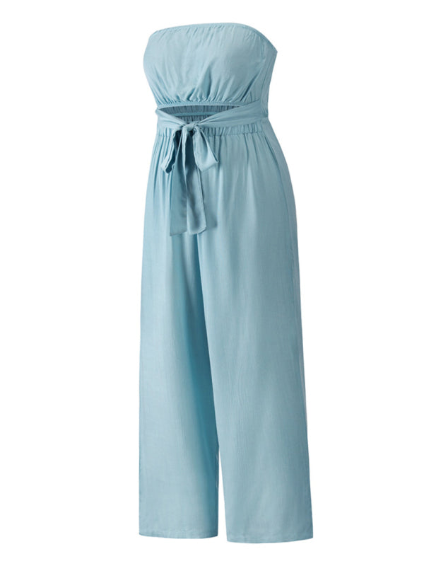 Blue Zone Planet | Elena's Bohemian backless slim jumpsuit straight trouser suit BLUE ZONE PLANET