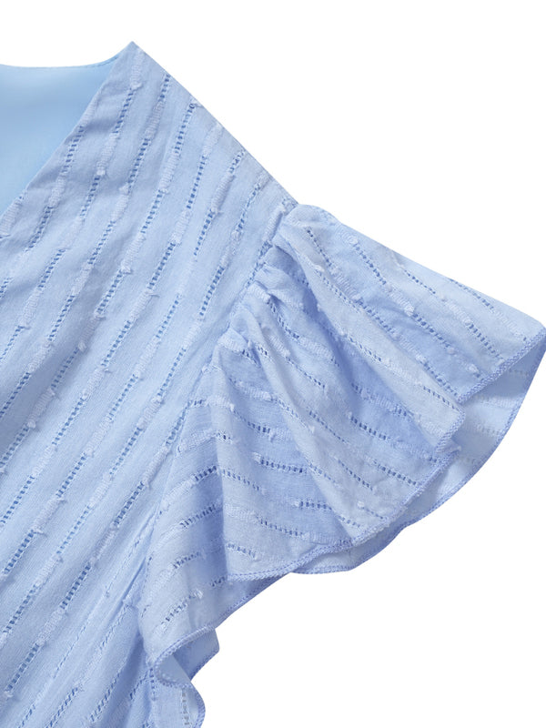 Blue Zone Planet | clothing European and American solid color V-neck waist fresh wind dress for women kakaclo