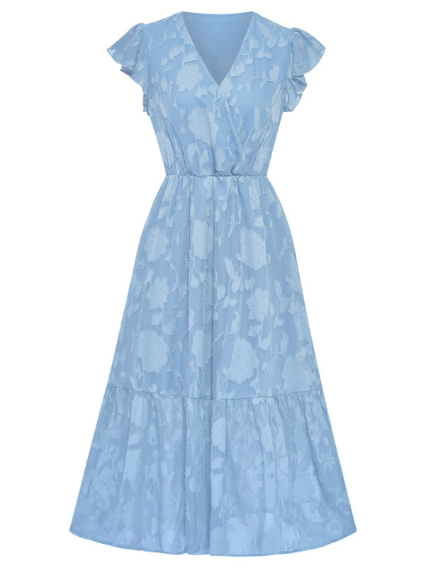 V Neck Floral Sleeveless Long Dress BLUE ZONE PLANET