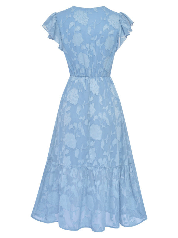 V Neck Floral Sleeveless Long Dress BLUE ZONE PLANET