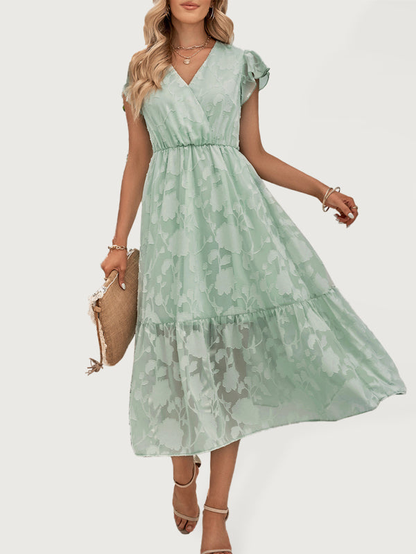 V Neck Floral Sleeveless Long Dress BLUE ZONE PLANET