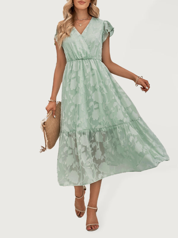 V Neck Floral Sleeveless Long Dress BLUE ZONE PLANET
