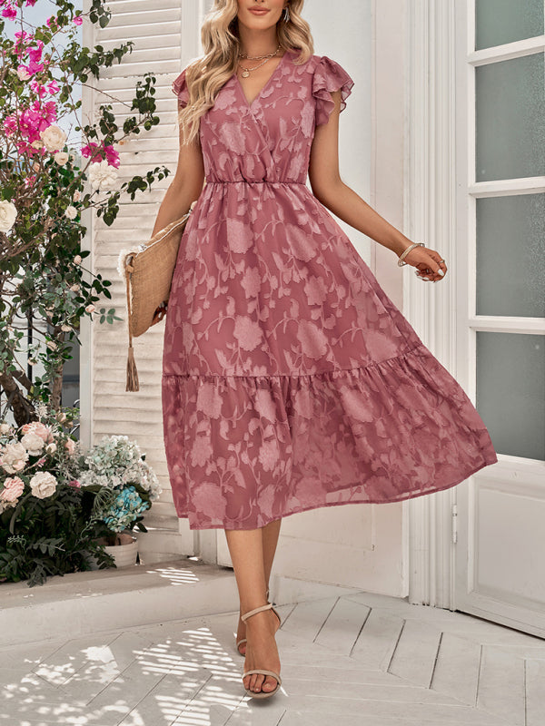 V Neck Floral Sleeveless Long Dress BLUE ZONE PLANET