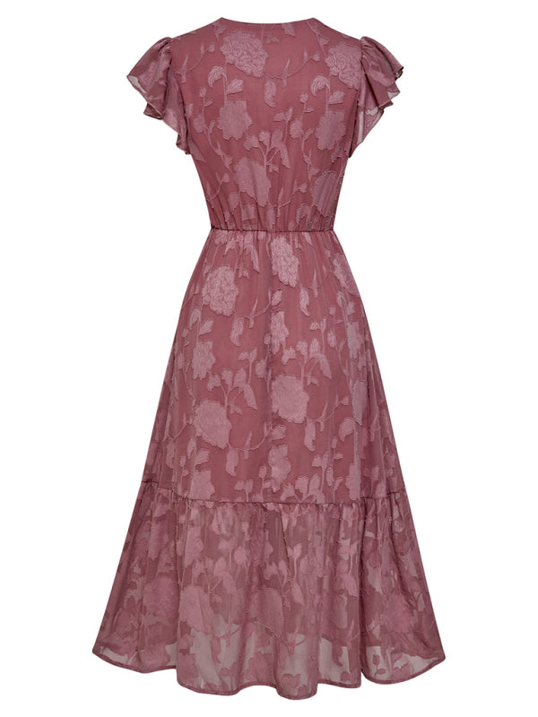V Neck Floral Sleeveless Long Dress BLUE ZONE PLANET