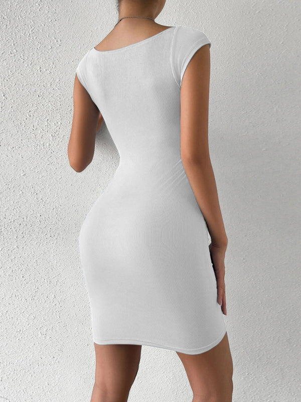 Blue Zone Planet | knit square neck wrap hip dress BLUE ZONE PLANET