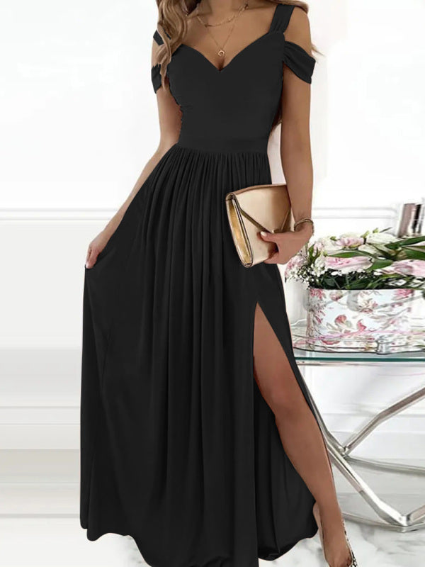 long dress printed V-neck sleeveless slit dress kakaclo
