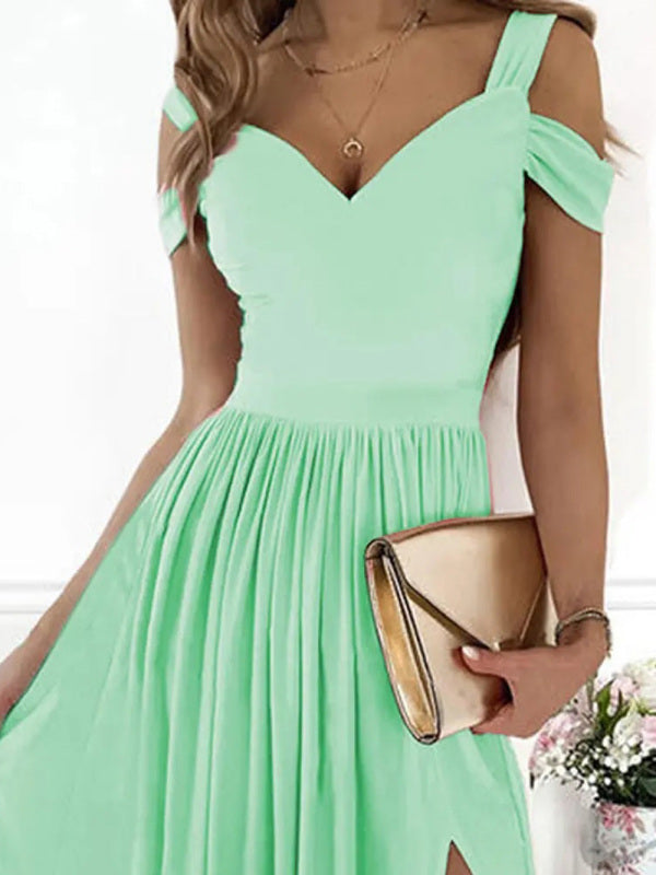 long dress printed V-neck sleeveless slit dress kakaclo