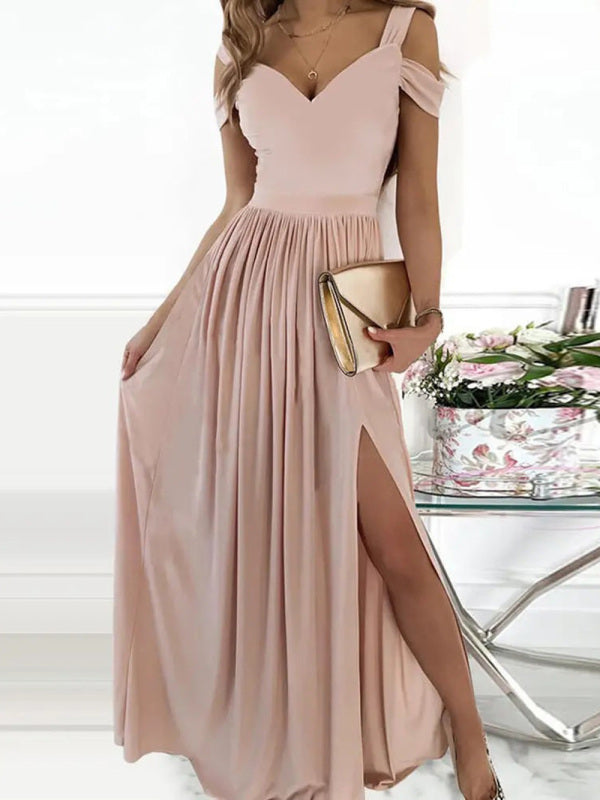 long dress printed V-neck sleeveless slit dress kakaclo