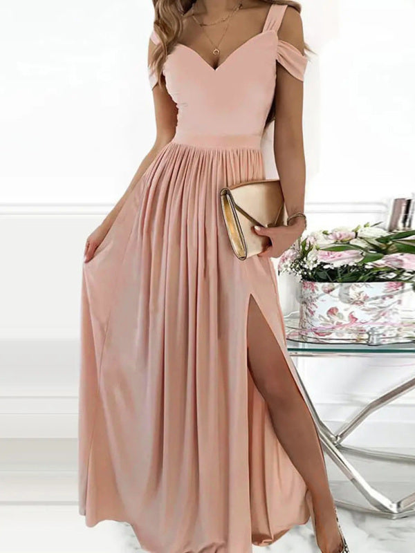 long dress printed V-neck sleeveless slit dress kakaclo
