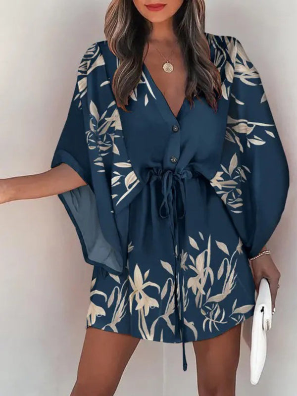 Blue Zone Planet | Women's Woven Flower Holiday Casual Dress kakaclo