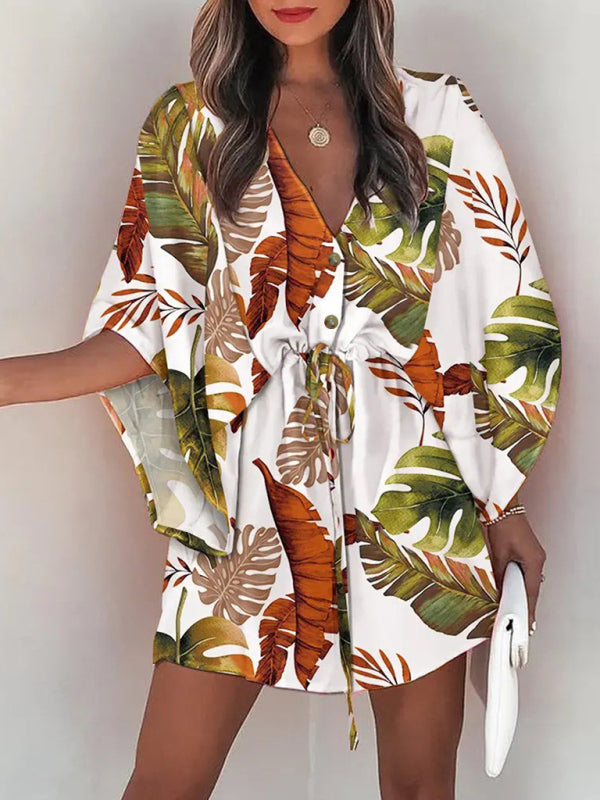 Blue Zone Planet | Women's Woven Flower Holiday Casual Dress kakaclo