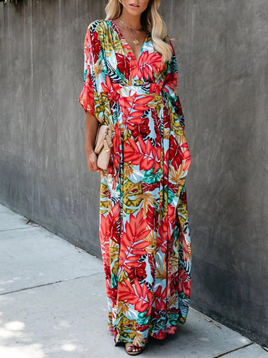 Blue Zone Planet |  Cotton large flower beach blouse holiday sun protection shirt robe dress bikini blouse kakaclo