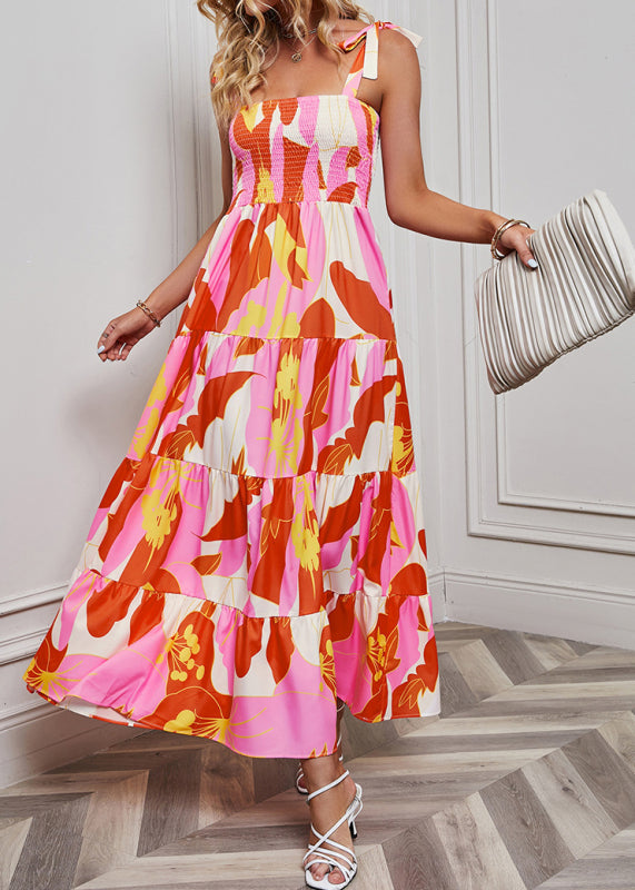 Spring/Summer Sexy Backless Printed Sling Holiday Dress BLUE ZONE PLANET