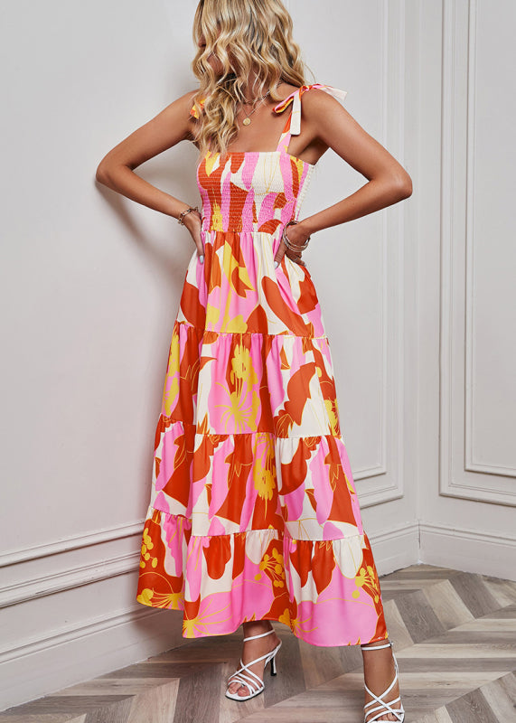 Spring/Summer Sexy Backless Printed Sling Holiday Dress BLUE ZONE PLANET