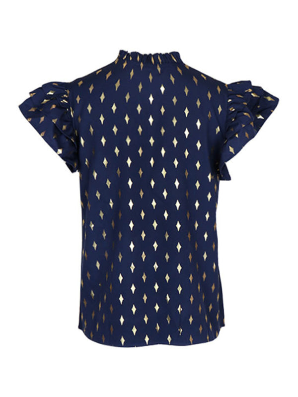 Sophia's Ruffled French Retro Summer Shirt BLUE ZONE PLANET
