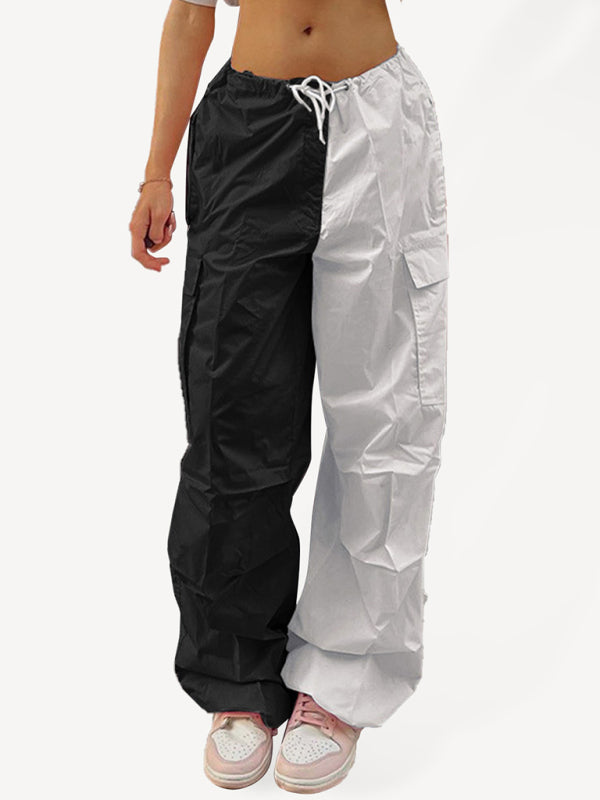 High Waist Wide Leg Loose Tether Straight Leg Cargo Pants kakaclo