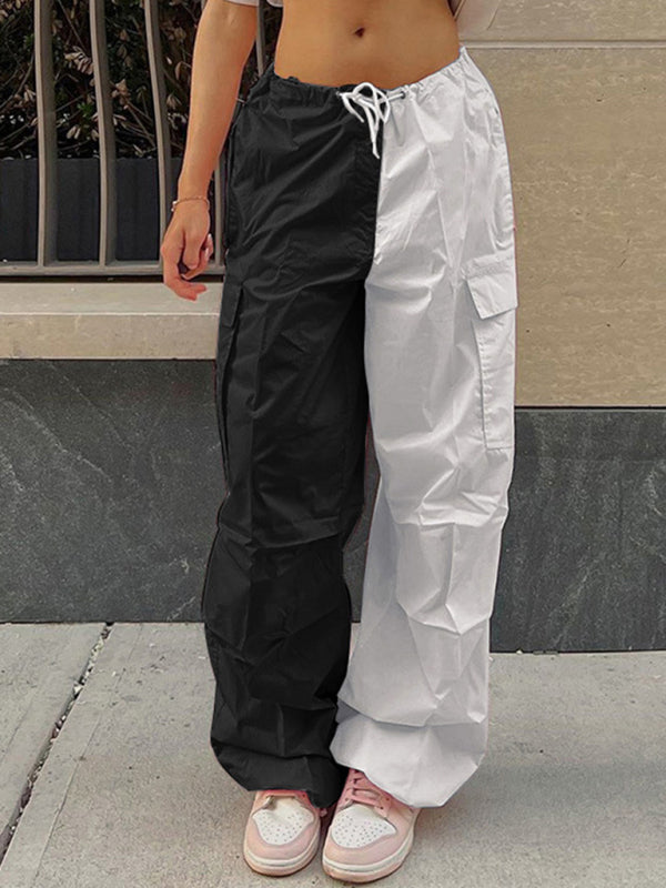 High Waist Wide Leg Loose Tether Straight Leg Cargo Pants kakaclo