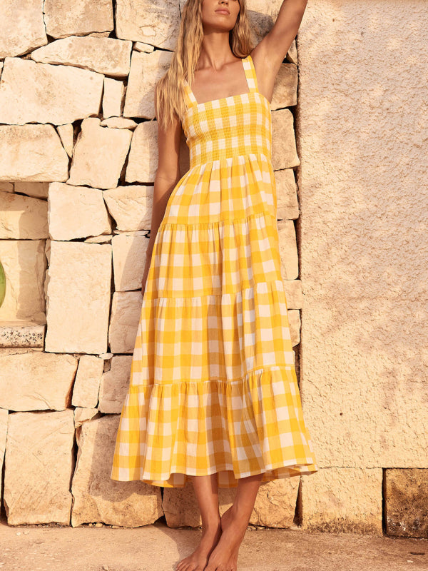 Blue Zone Planet | Women's Casual Plaid Swing Sling Dress kakaclo