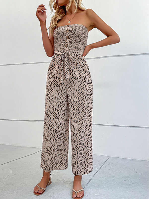 New European and American women's holiday leopard print one-piece jumpsuit kakaclo