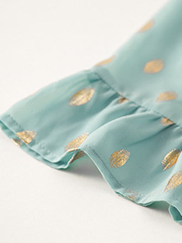 Bronzing Polka Dot Dress Women 2023 Spring Summer Elegant Short Skirt kakaclo