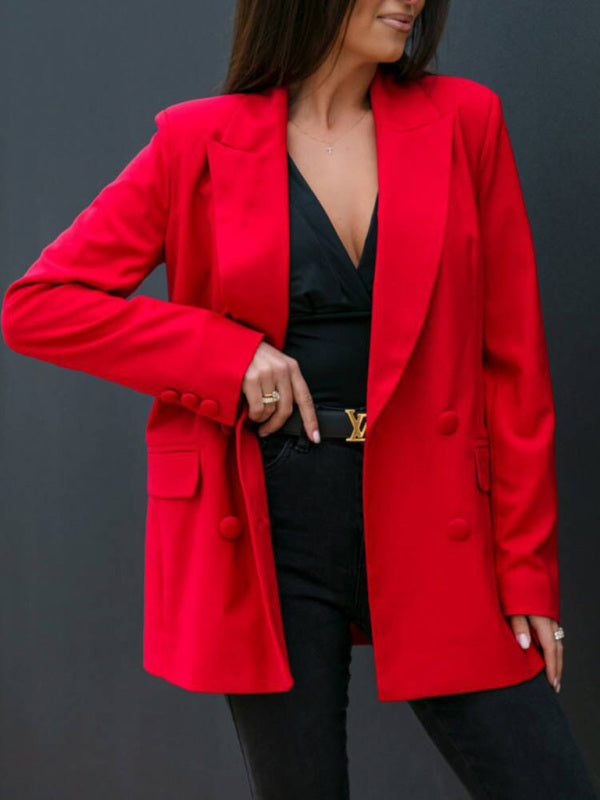 fashion autumn and winter long-sleeved double-breasted suit collar jacket kakaclo