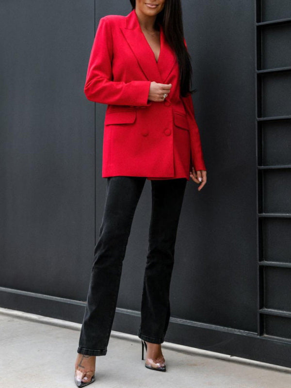 fashion autumn and winter long-sleeved double-breasted suit collar jacket kakaclo