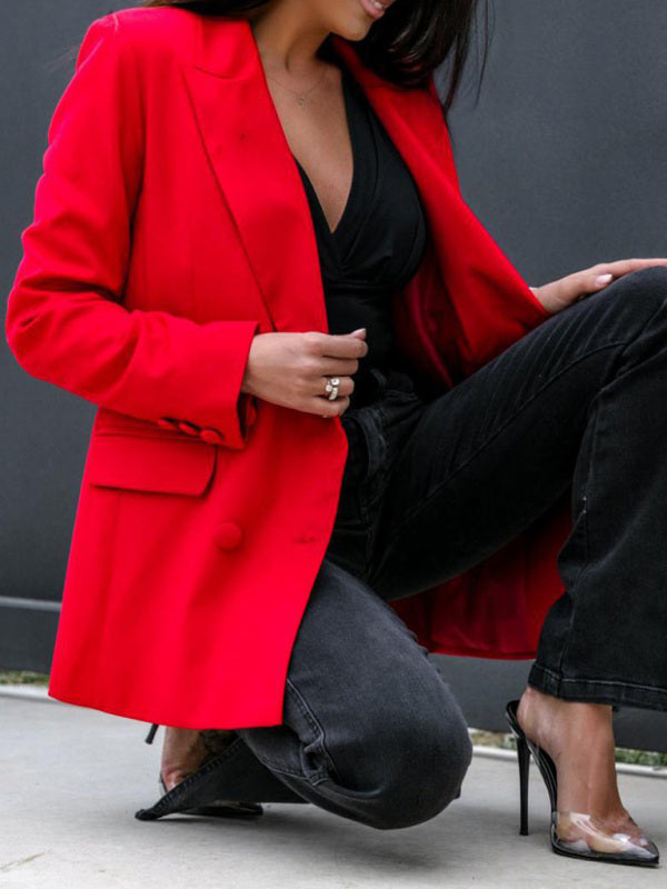 fashion autumn and winter long-sleeved double-breasted suit collar jacket kakaclo