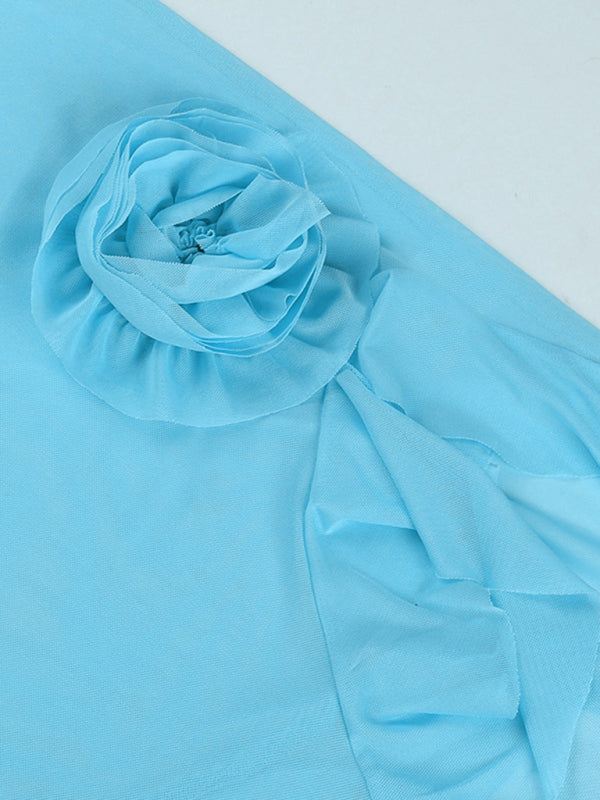 Blue Zone Planet | mesh see-through flower tube top dress BLUE ZONE PLANET