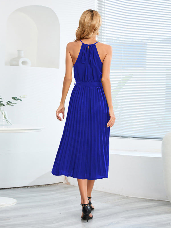 Blue Zone Planet | Ava's Spaghetti Strap Sleeveless Pleated Midi Dress kakaclo