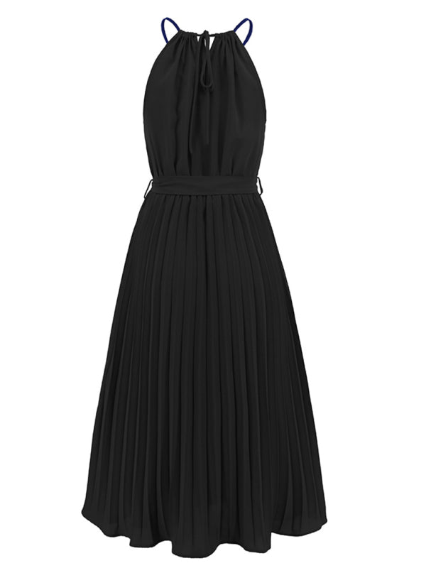 Blue Zone Planet | Ava's Spaghetti Strap Sleeveless Pleated Midi Dress kakaclo
